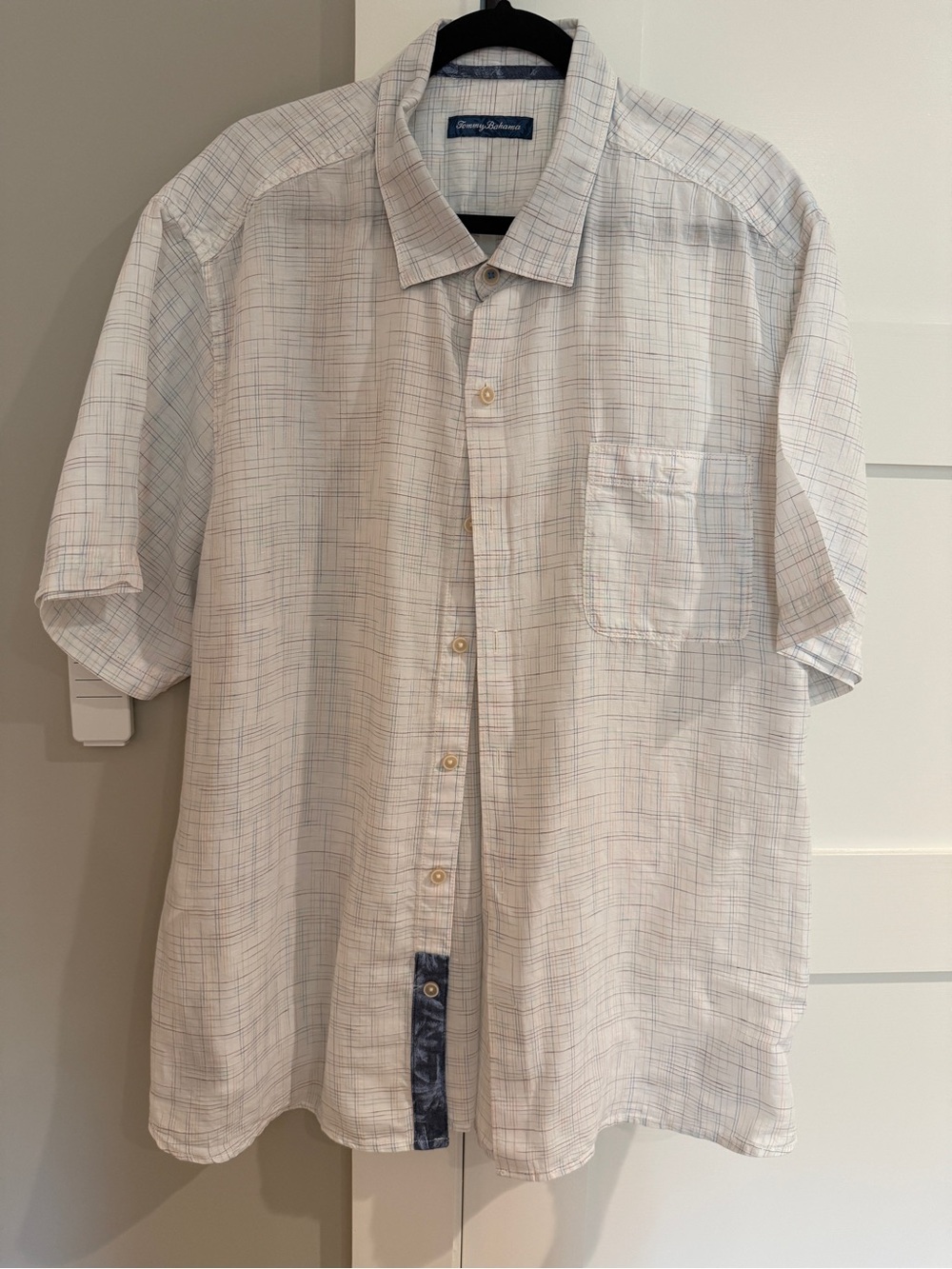 Tommy Bahama Sand Linen Manati Plaid Shirt Turquoise Haze XXL
